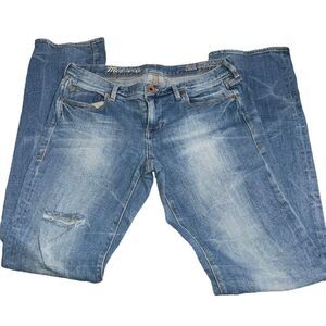 Madewell Medium Wash Straight Leg Distressed Jeans - Size 28‎ x 34